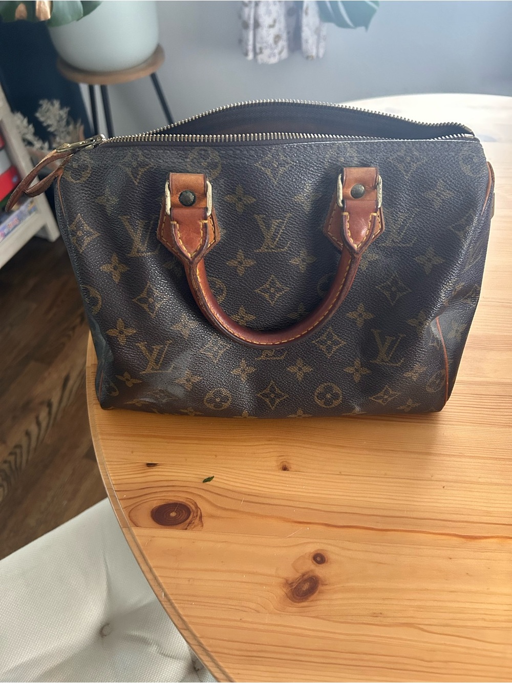 Louis Vuitton Speedy 25 Monogram Canvas Vintage 1992 Handbag
